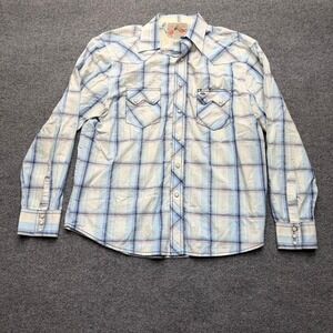 Vtg wrangler pearl snap button down shirt size large